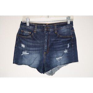 Refuge Womens Size 6 W26 Blue Denim High Rise Cheeky Jean Shorts Dark Wash